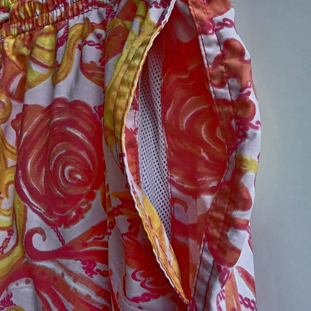 Lilly Pulitzer Men's Capri Trunk Yellow Pink Drawstring Mesh Lined Swim Shorts M - Picture 4 of 14